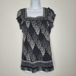 Vintage y2k Apt 9 black gray grunge whimsigoth square neck party going out top M
